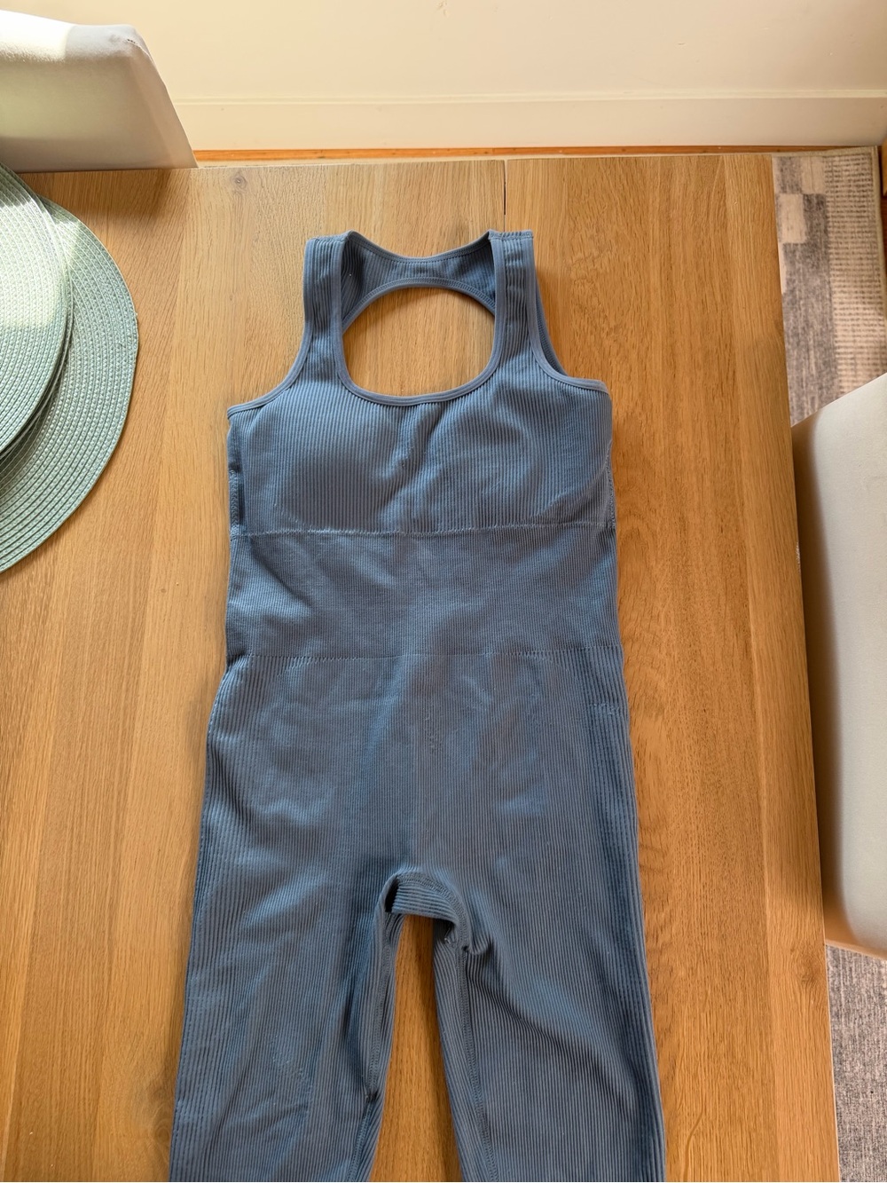 Ribbed Blue Sleeveless Jumpsuit
